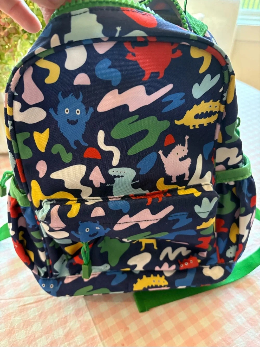 Crate & Kids Monster Print Backpack - Navy with Multicolor Accents